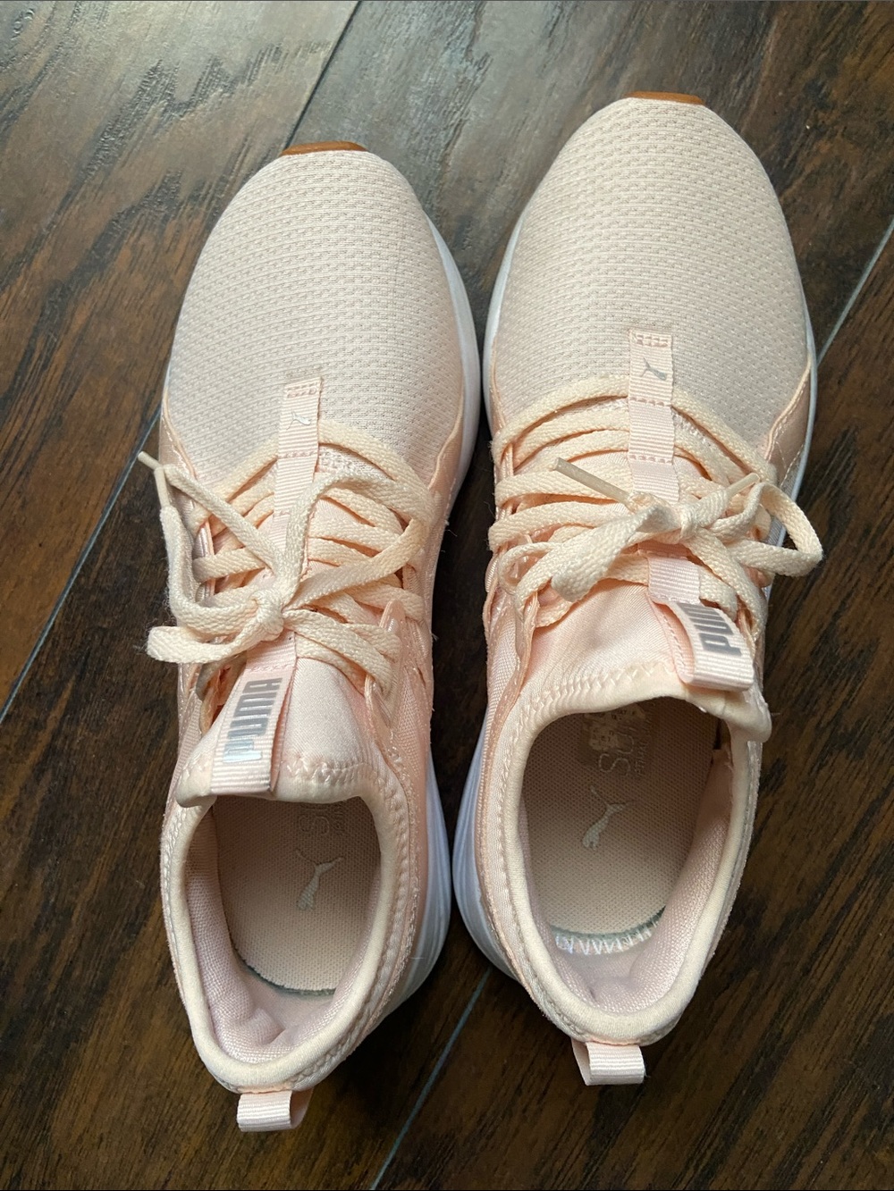 Puma Women's Light Peach Knit Lace-Up Sneakers